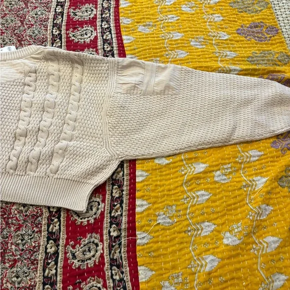 We The Free Cropped Heritage Ivory/Beige Cable Knit Cardigan - Picture 9 of 12